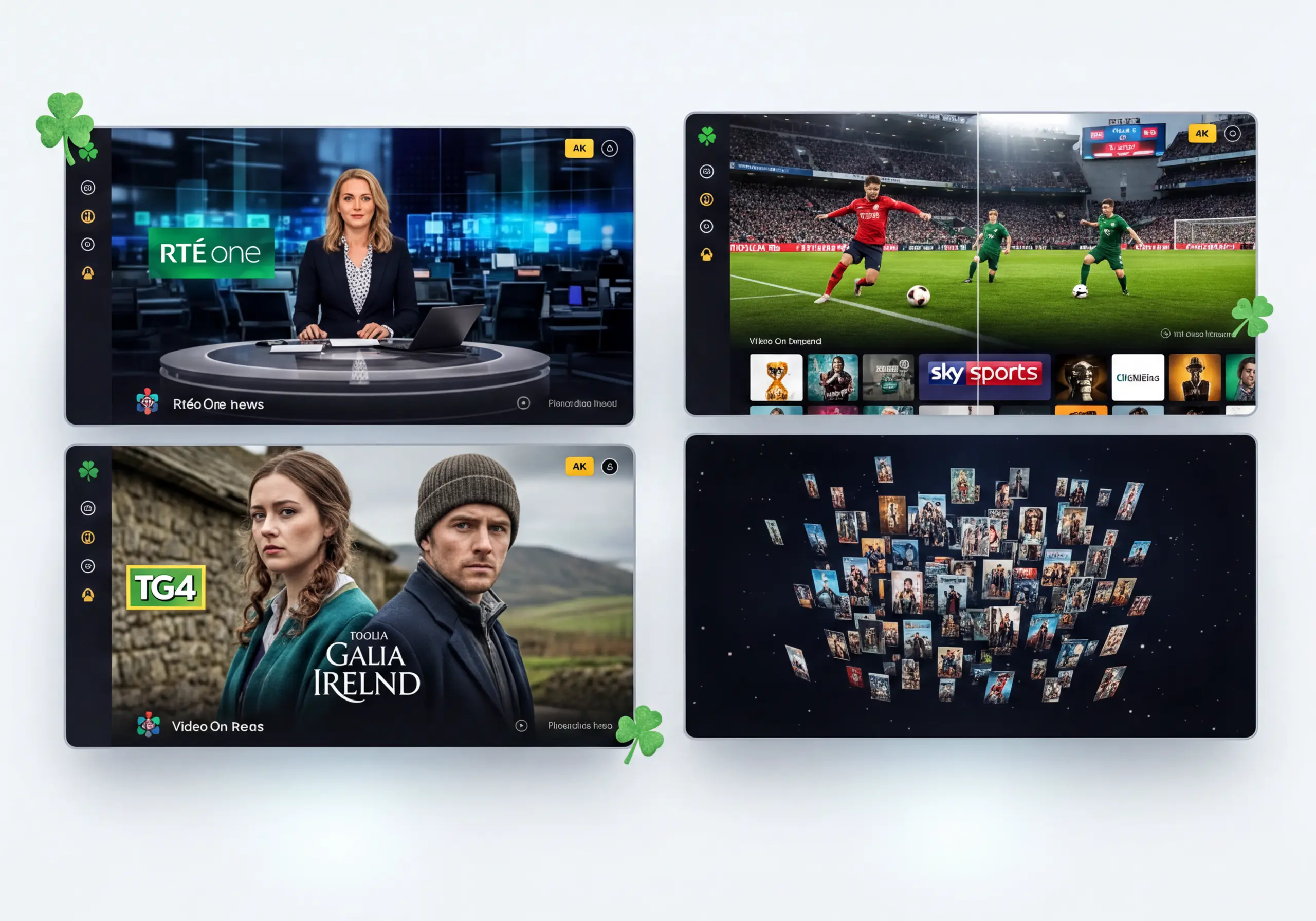 IPTV Belgique live channel lineup covering RTBF, VRT, Virgin Media and sports channels in 4K